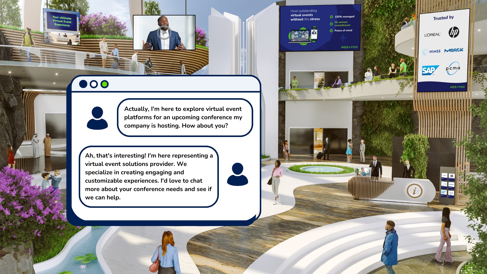 Chat and networking at virtual corporate events
