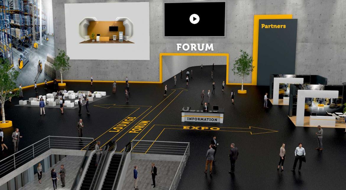 Yellow main hall with escalator