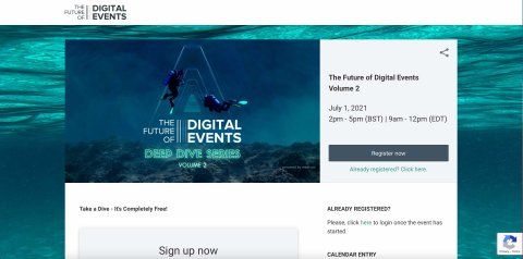 Individual registration page of the future of digital events