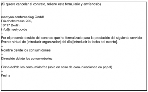 Formulario de desistimiento de muestra - MEETYOO Formulario de desistimiento de muestra - MEETYOO