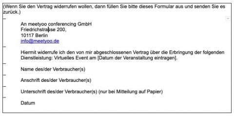 Muster Widerrufsformular MEETYOO Pro Muster Widerrufsformular MEETYOO Pro