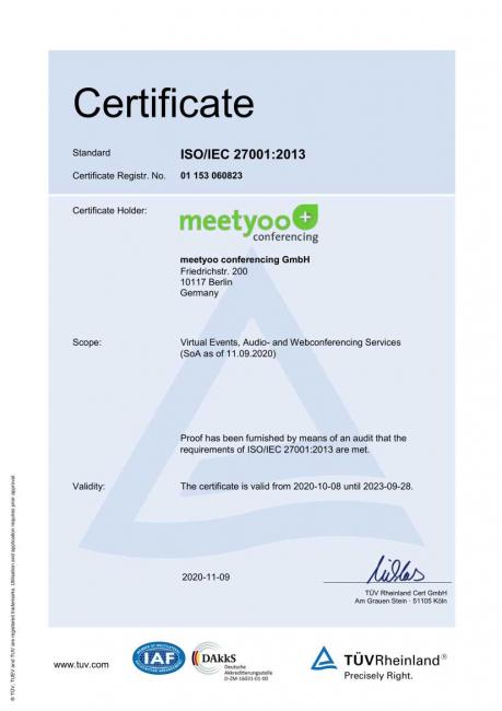 ISO/IEC 27001:2013 Certificate EN