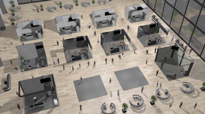 Showfloor avec des stands vides Showfloor avec des stands vides