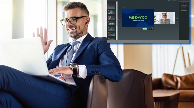 Man is using the MEETYOO Show Platform