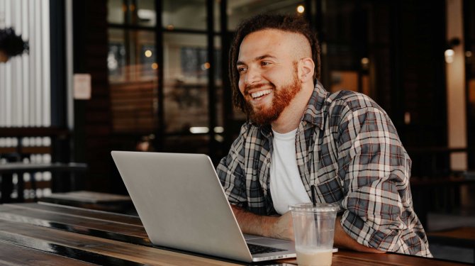 Man working on laptop